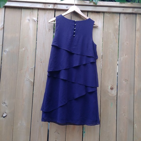 CLEARANCE Deep Purple RW&CO Tiered Dress Size S - Picture 3 of 5